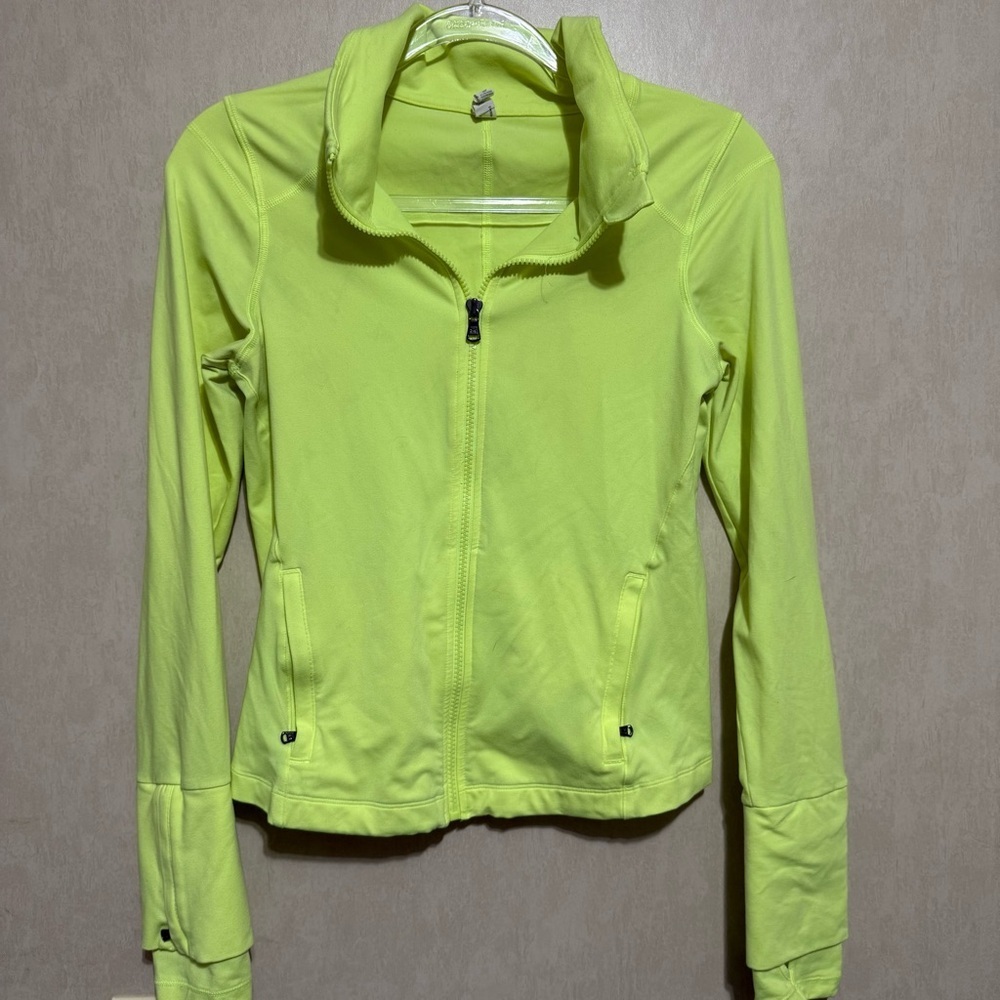 Under Armour Neon Yellow Athletic Running Jacket Zip Up Top